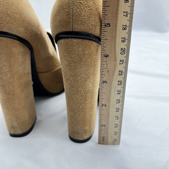 Gucci Camelia Suede Leather Beige Horse bit Block Heel Pumps Size 36.5 US 5.5 - Picture 6 of 11